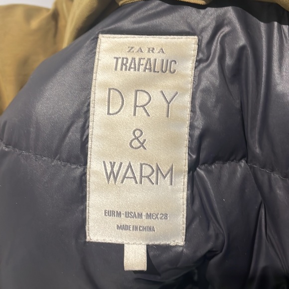 Zara Olive Green Winter Coat with Faux Fur Lining- Size Medium - Picture 7 of 8